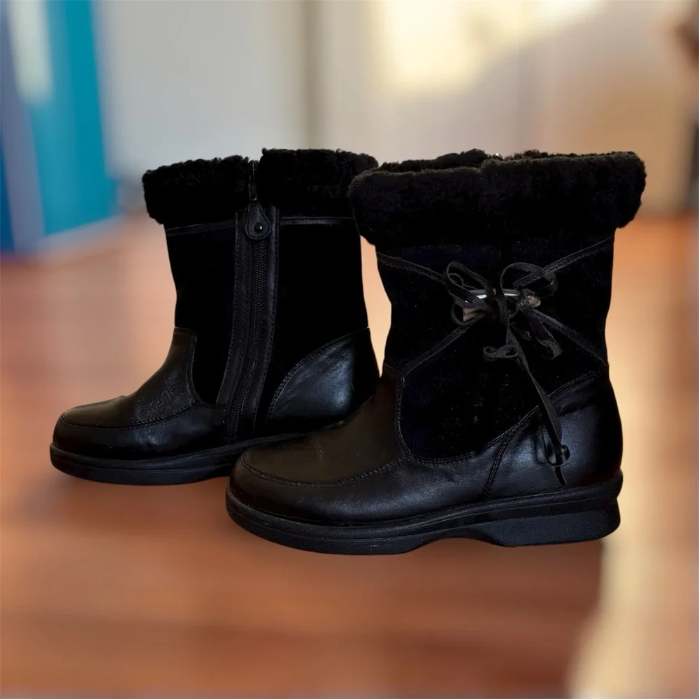 HOOPOE Fur Leather Winter Boots Size 7